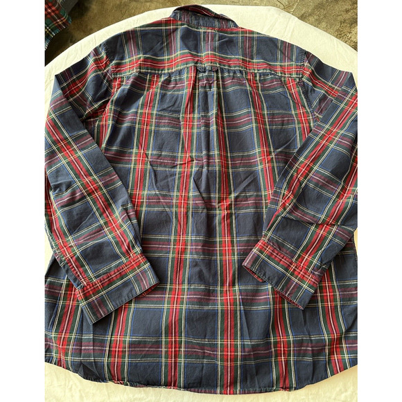 Tricots St Raphael Button Up Shirt Large Blue/Red/Green Plaid Long Sleeve - Picture 12 of 12